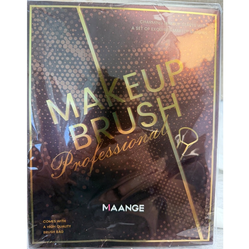 Maange Professional Makeup‎ Brush Set with Travel Bag Brown Gold New